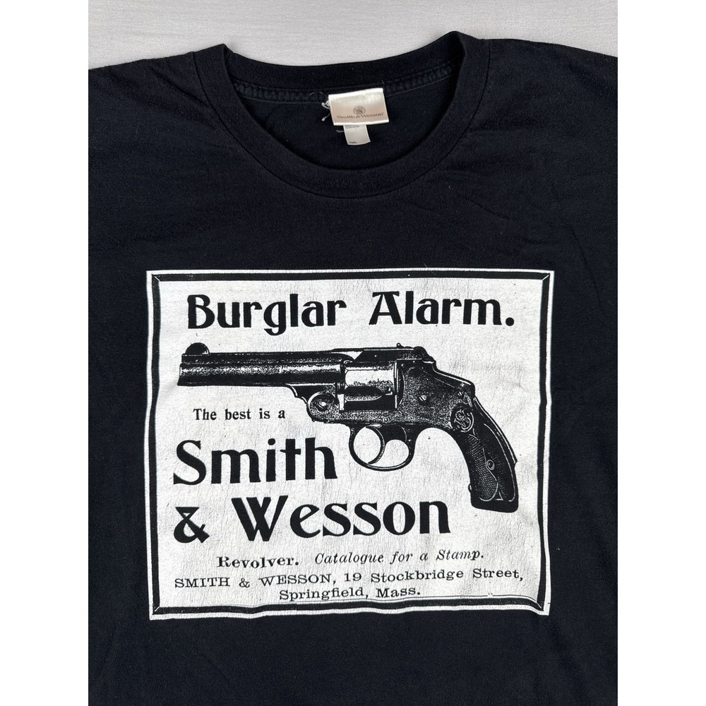 Vintage Smith & Wesson Burglar Alarm Revolver Pistol The Best T Shirt 2XL XXL - Picture 3 of 11